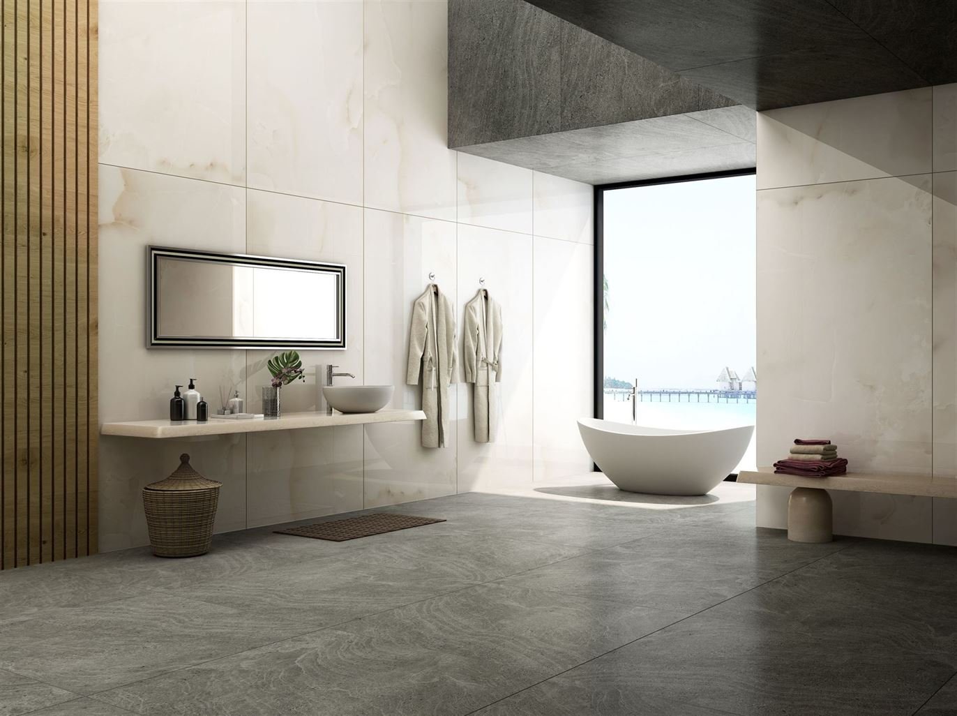 Presenting five attractive anti-skid and anti-slip floor tiles options for  your bathrooms.