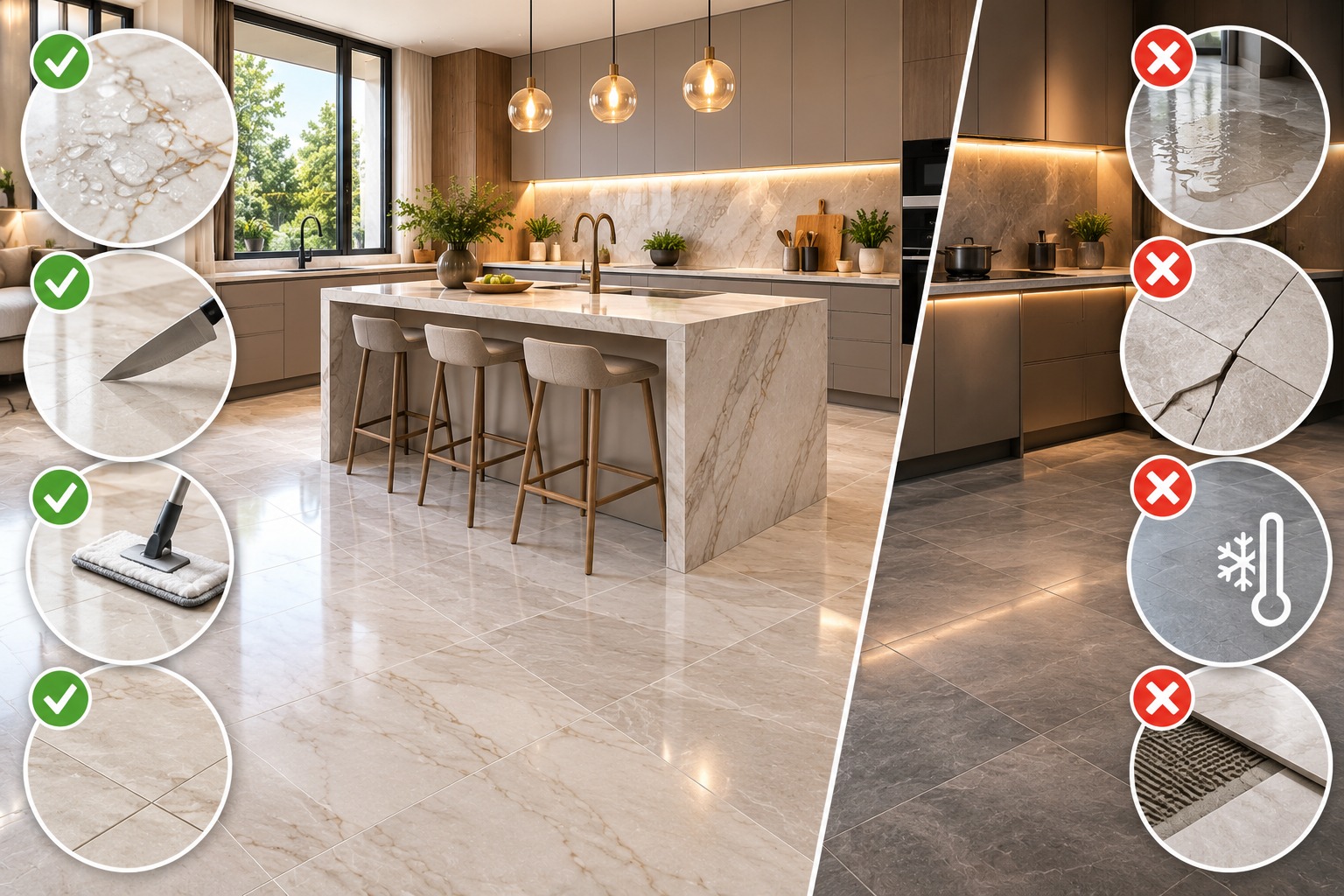 Pros and Cons of Porcelain Kitchen Floor Tiles